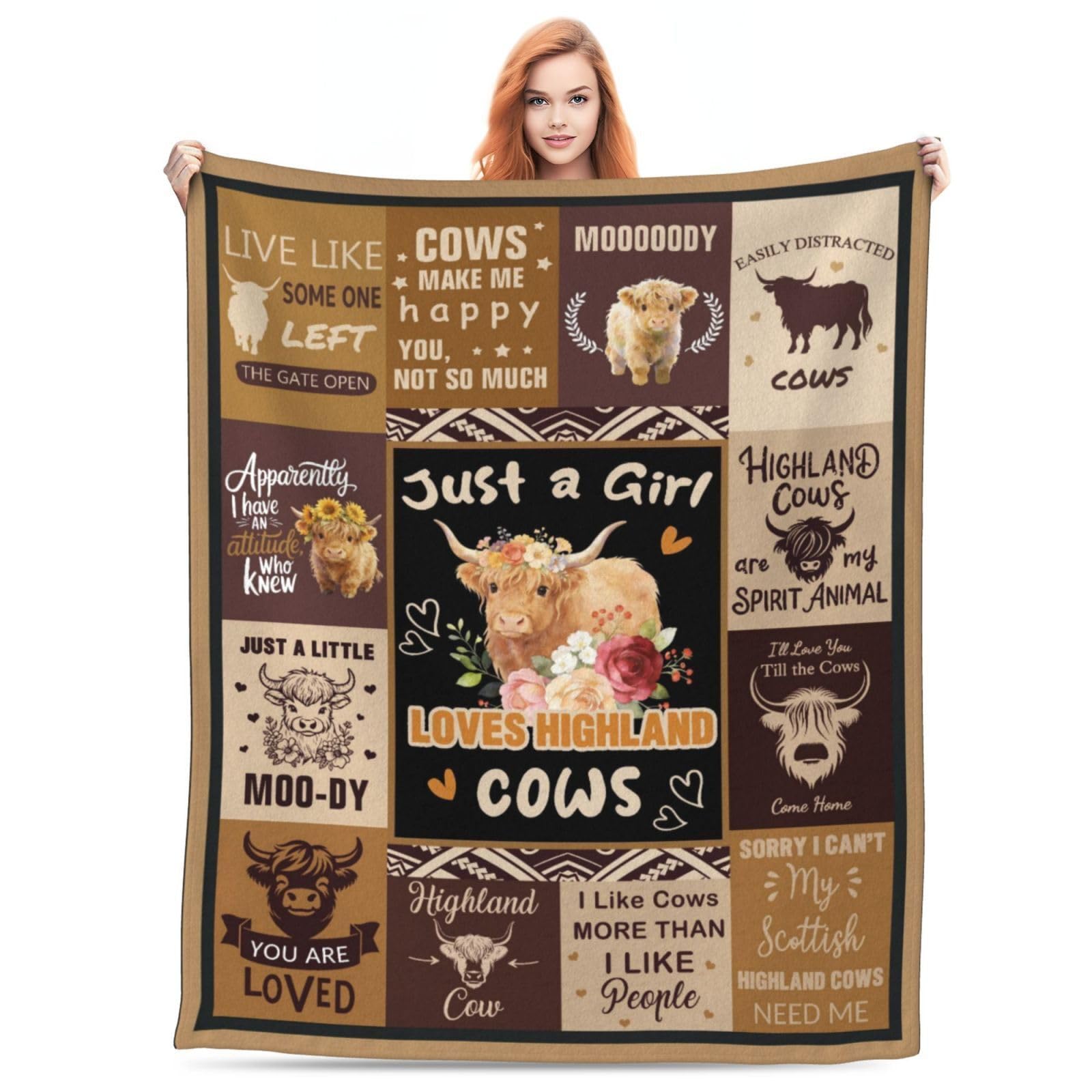 GardEssere Highland Cow Blanket Throw Cute Highland Cow Gifts for Men Women Flannel Funny Novelty Blankets Soft Lightweight Throws for Sofa Bedding for Adults Kids 100x130 CM — image 1