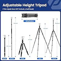 Vista 4 de Fotopro Trípode de viaje de fibra de carbono de 59”, Trípode de monopié 2 en 1 ligero, Trípode compacto profesional para cámara DSLR, Carga de hasta