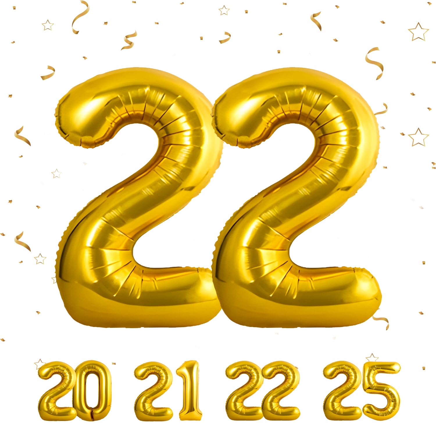 Zahlen luftballon 22 jahre | Gold Folienballon-40"22 Geburtstagsdeko -22 Ballon Zahl Deko zum Geburtstag fliegt mit Helium 22.Geburtstag für Männer Frauen 22.Geburtstagsparty Jubiläum
