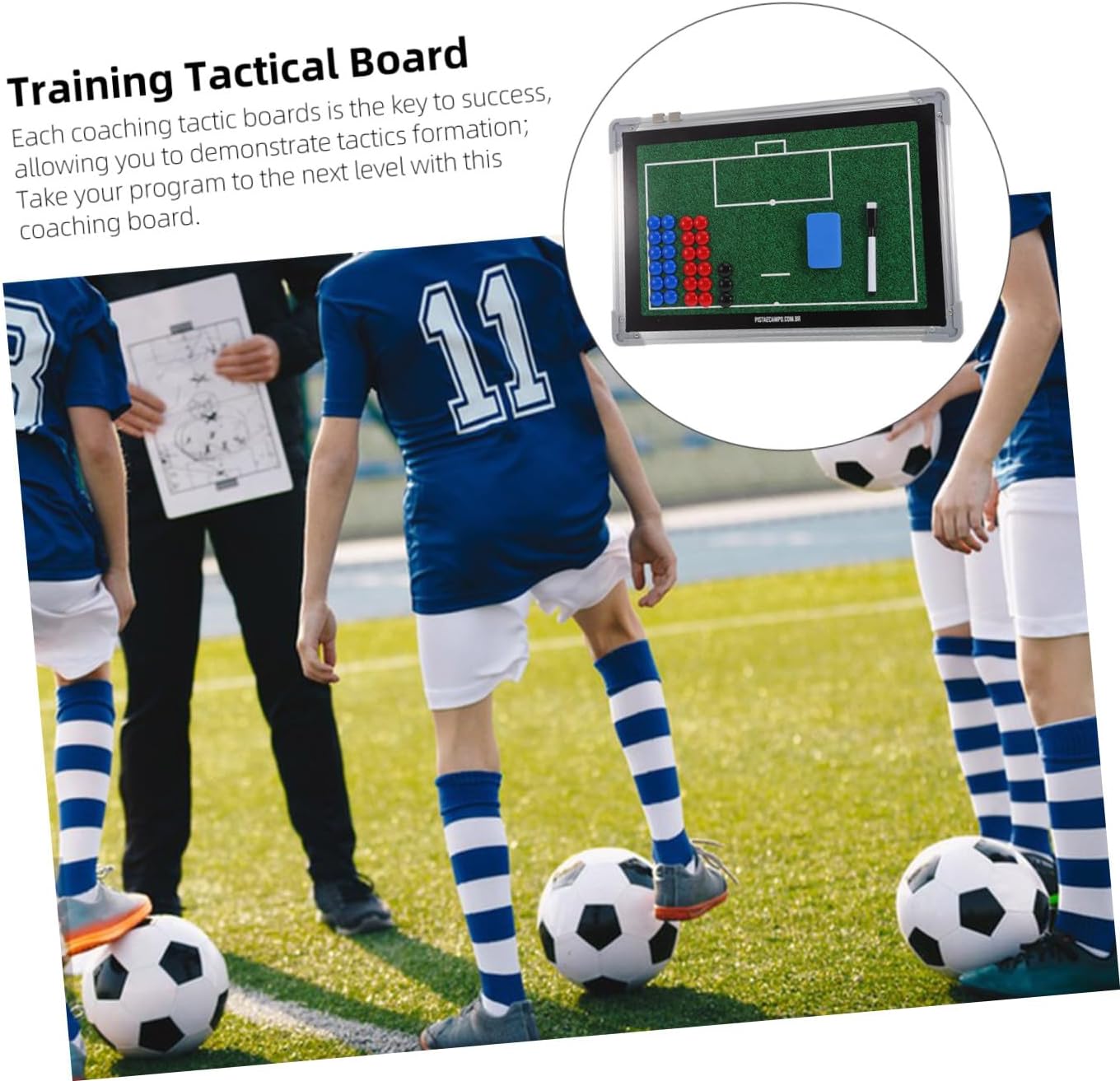 ABOOFAN Soccer Coaching Board and Football Dry Erase Whiteboard Aluminum Alloy Tactical Board with Marker Pen for Coaches and Trainers, Portable Strategy Planning for Grass Field Training