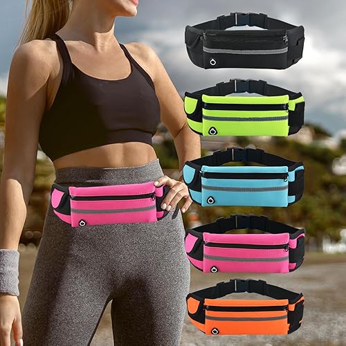 Miniatura 2 de Riñonera de cinturón para correr,Riñonera resistente al agua,Bolsa ajustable para correr, Rojo rosa, Ajustable, Sencillo