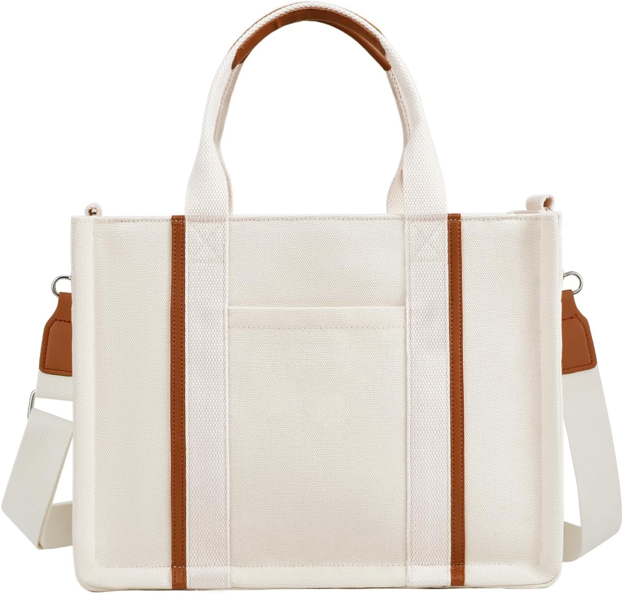 FIORETTO Women’s Canvas Tote Bag Purse with Zipper, Multi Compartment & Reinforced Bottom, Ideal for Work, Bible, Travel - Image 3