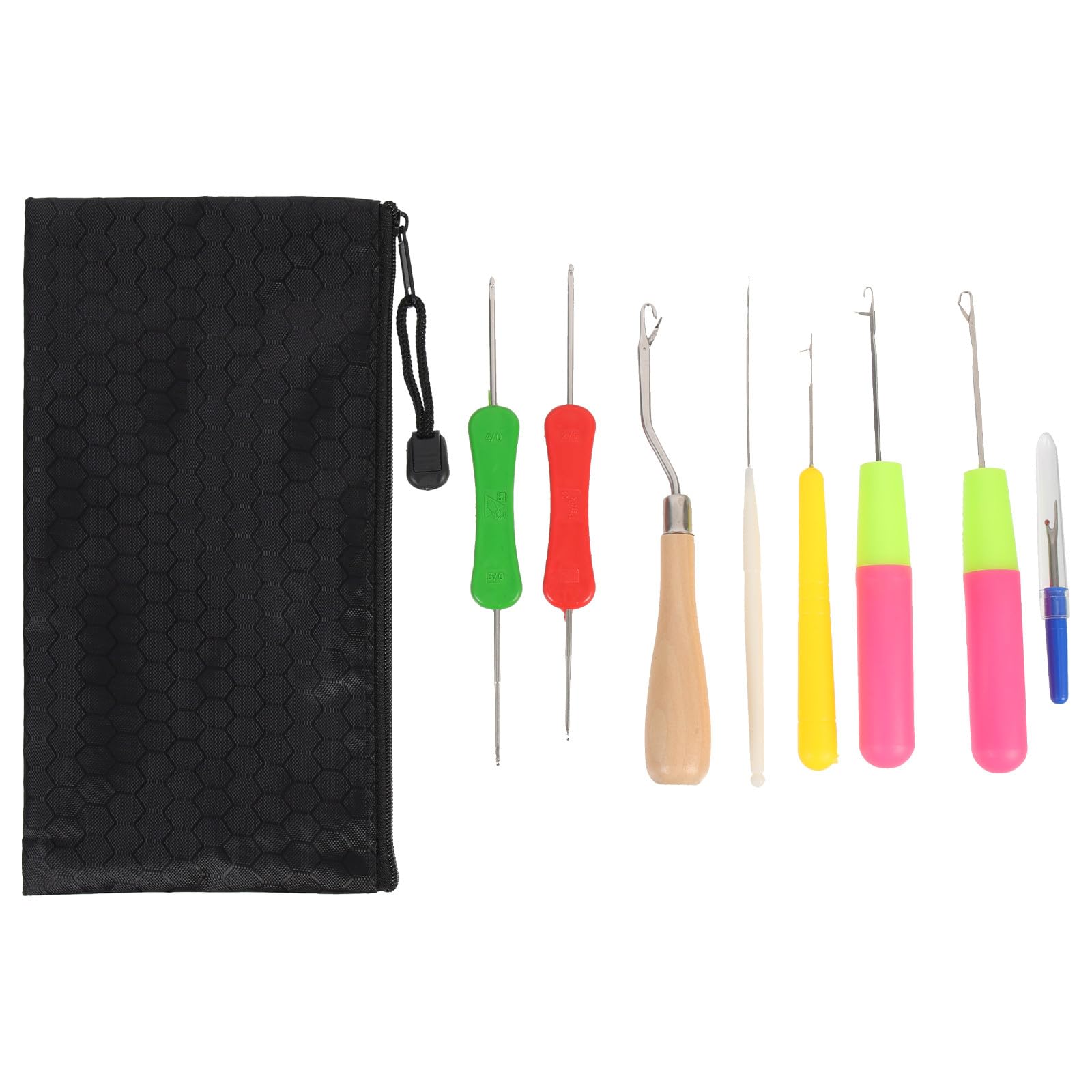 Agujas de crochet para rastas MAGICLULU con bolsa negra, juego de 9 piezas para tejer cabello