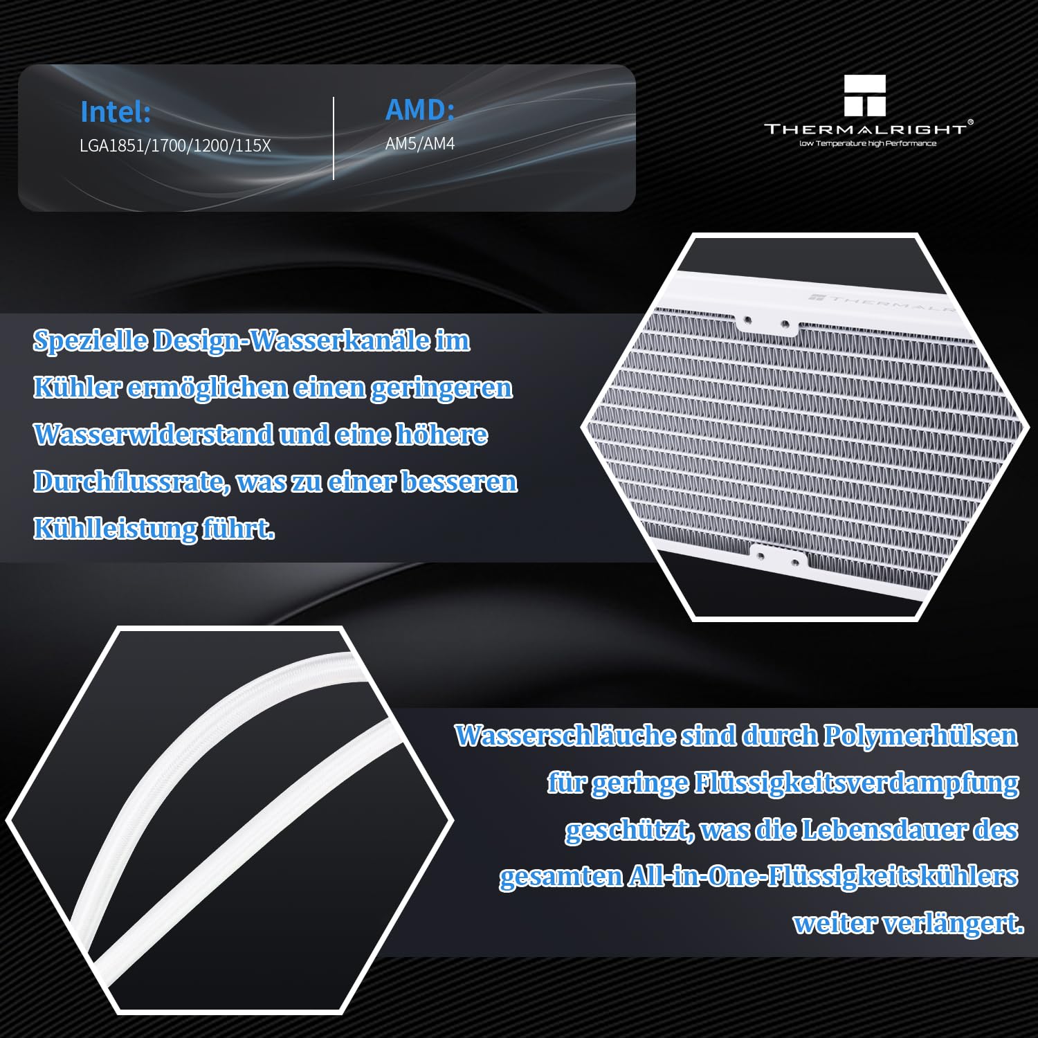 Thermalright AQUA ELITE 360 V6 ARGB White CPU, 360 dimensioni delle file di raffreddamento, 3 radiatori d'acqua da 120 mm, AM4/AM5, Intel LGA115X/1200/1700/1851 AIO
