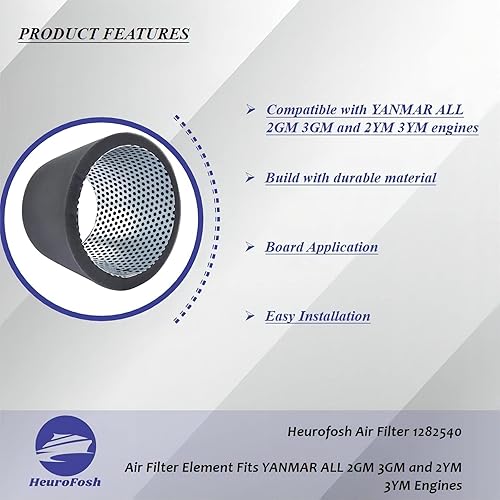 Miniatura 2 de 128270 Elemento de filtro de aire compatible con Yanmar TODOS los motores marinos 2GM 3GM y 2YM 3YM 12540