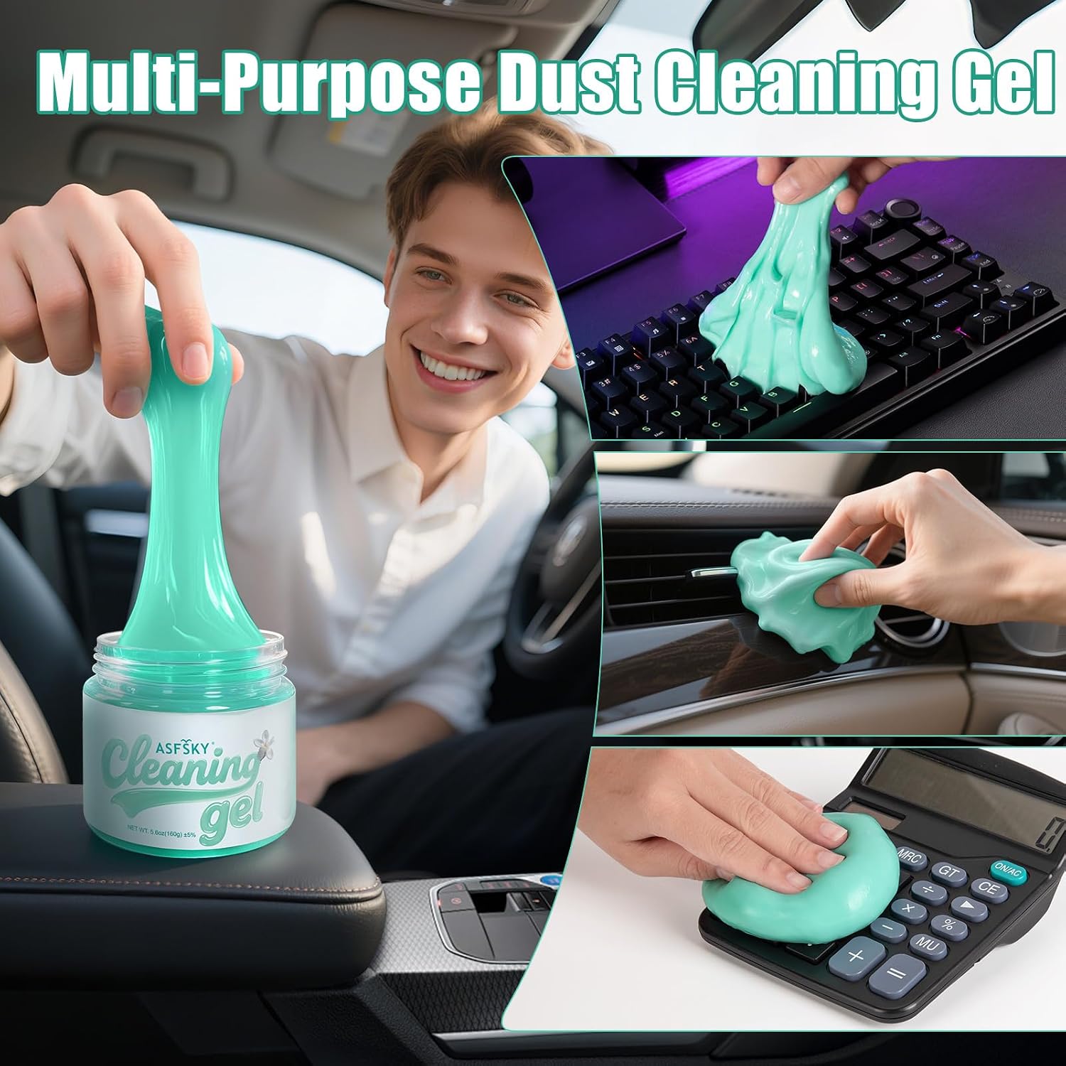 ASFSKY Car Cleaning Gel Universal Cleaning Putty Aromatherapy Scent 4 Pack image 5