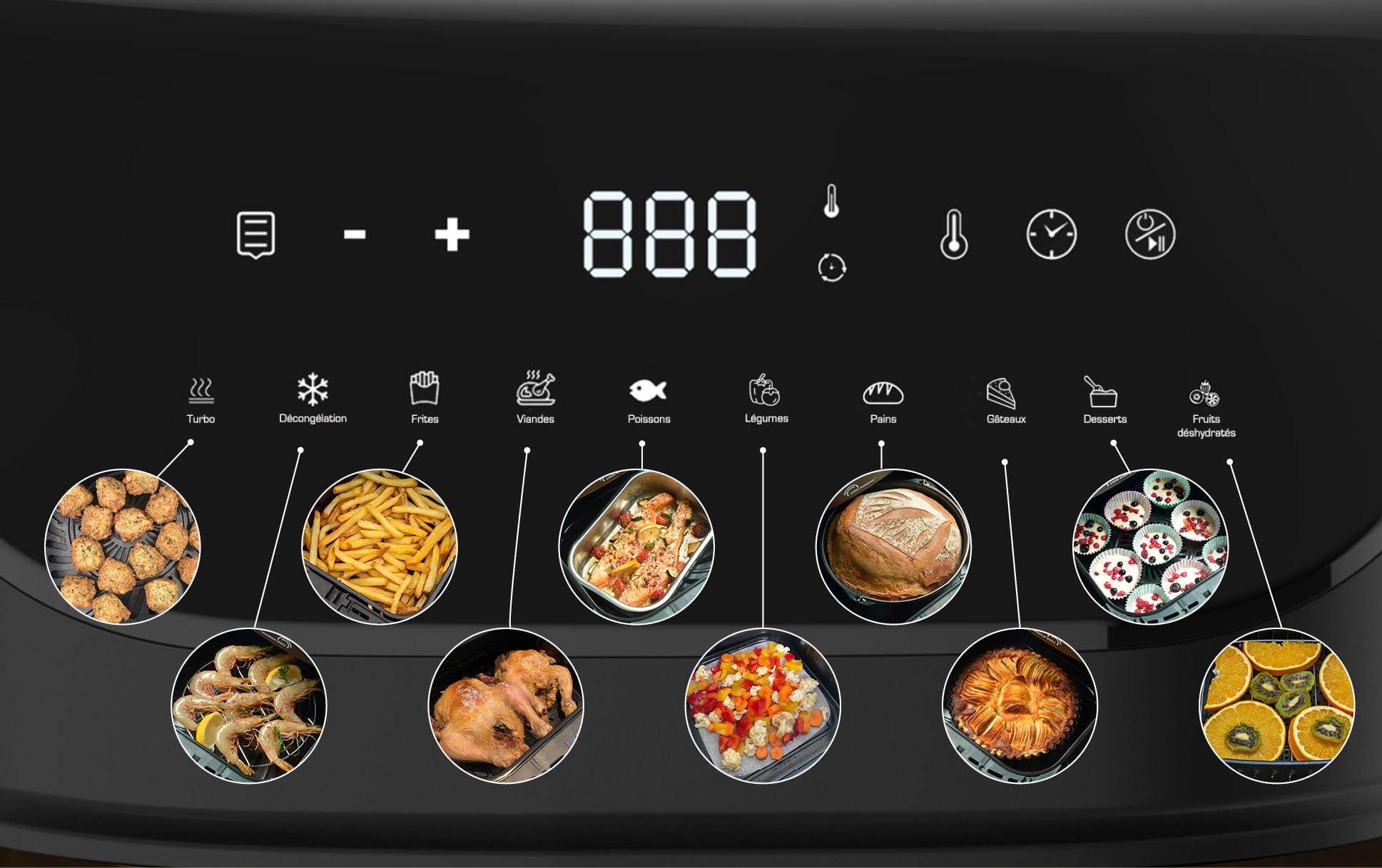 LITTLE BALANCE 8704 Crousty Light XL, Frytkownica bezolejowa, Air Fryer, 10 predefiniowanych programów, 7 litrów dla 6 osób, 1600 W, czarna
