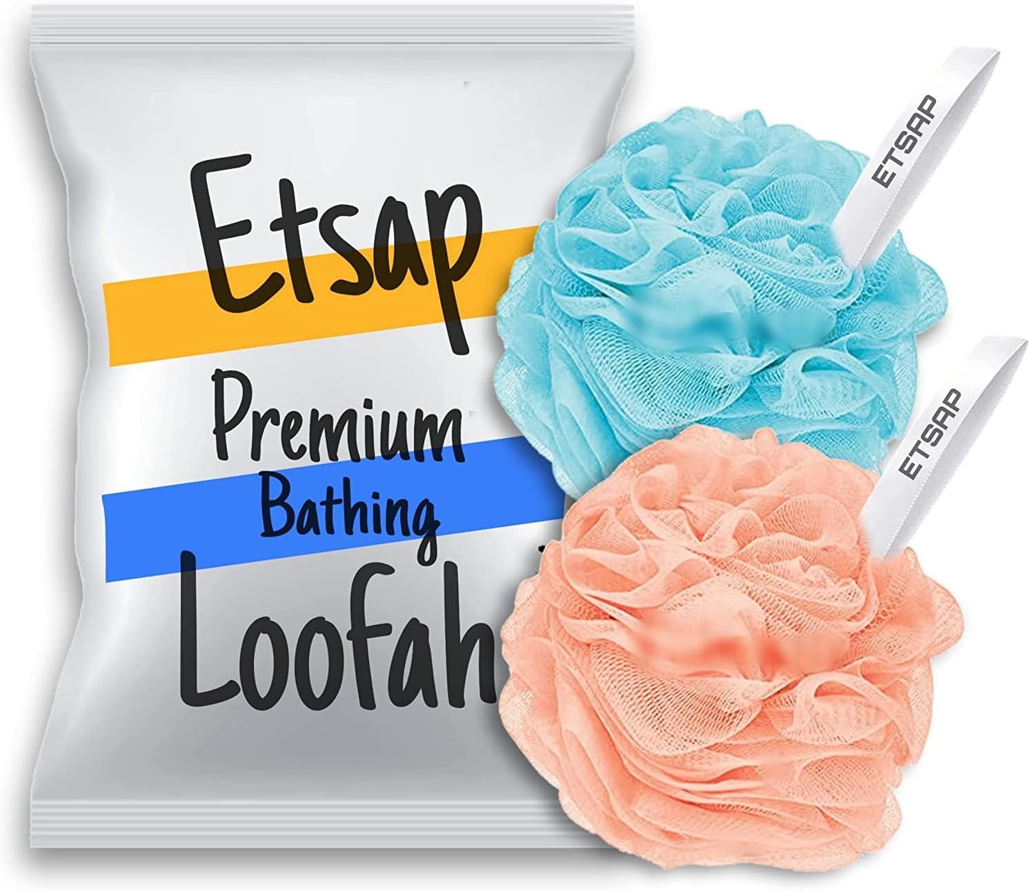 ETSAP Premium Bathing Round Loofah for Men and Women (Pack of 2)(color may very)