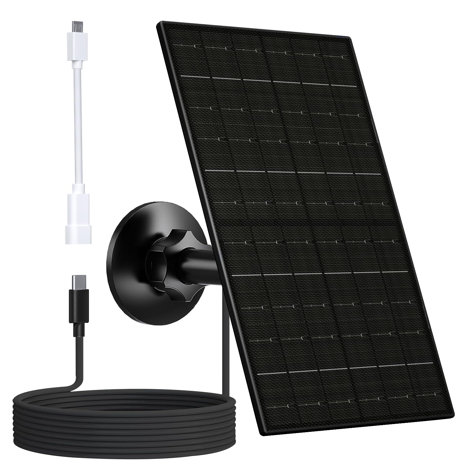 7W Solarpanel für Eufy Kamera, kompatibel mit Eufy E, 2C/2C Pro, 2/2 Pro, E20/E40, 5V Ladegerät mit USB-C Anschluss, Micro-USB Adapter, IP66 wasserdicht, 3 m Kabel