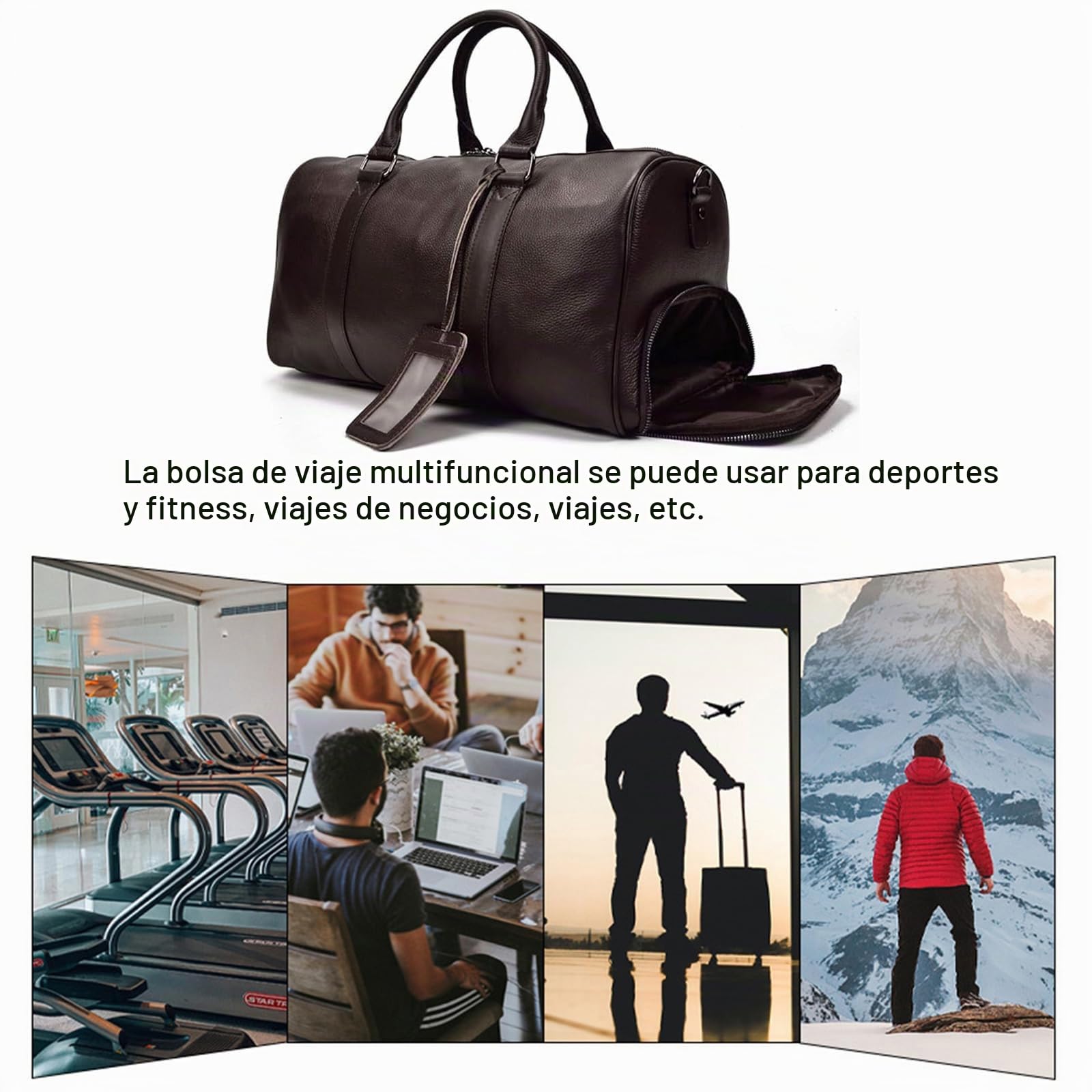 Luufan Unisex Bolsa de Viaje de Cuero Bolsa de Viaje de Fin de Semana de época