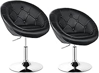 Giantex Set of 2 Swivel Round Vanity Chairs, Height Adjustable 16-21.5" Tilt Makeup Stool with Backrest, 360° Spin, 330lbs Capacity, Black