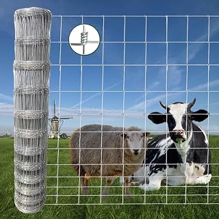 Farm Fence, 6ft x 100ft Galvanized Wire Fencing, Heavy Zinc Coating Cattle Fence Used to Hog Goat Fencing for Yard and Garden