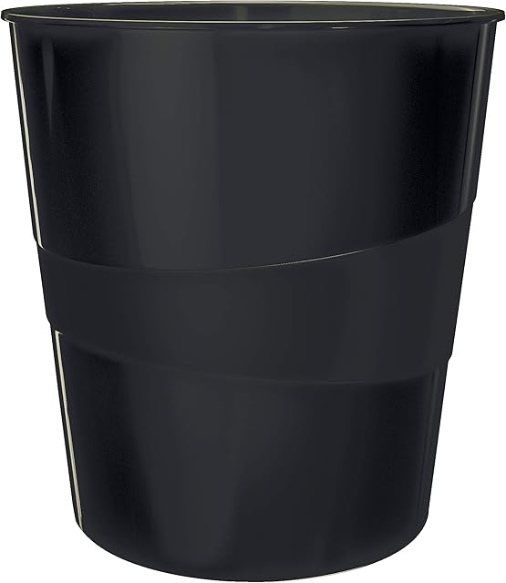 Leitz Waste Paper Bin, 15L Capacity, 100% Recyclable, Blue Angel Certfied, Recycle Range, Black, 53280095