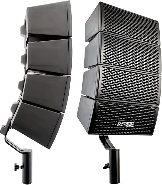 Earthquake Sound DJ-Quake (Ver 2) 1200-Watt Subwoofer + DJ-Array Gen2 4x4 Line Array Loudspeaker System, Set of 2, Black