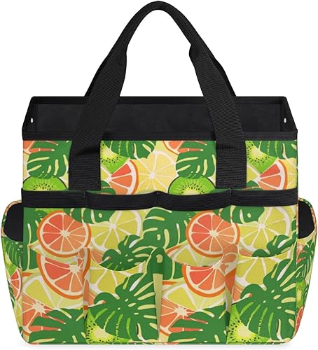 Miniatura 2 de Tropical Fruit Leaves Garden Tool Tote Bag for Women Men Gardening Tool Storage Bags with 10 Pockets Standable Garden Home Tool Kits Organizer for
