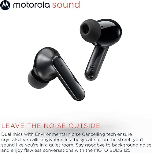 Miniatura 4 de Motorola Sound Moto Buds 125 True Wireless Earbuds, IPX5, impermeables, a prueba de sudor, control táctil, con micrófono de cancelación de ruido