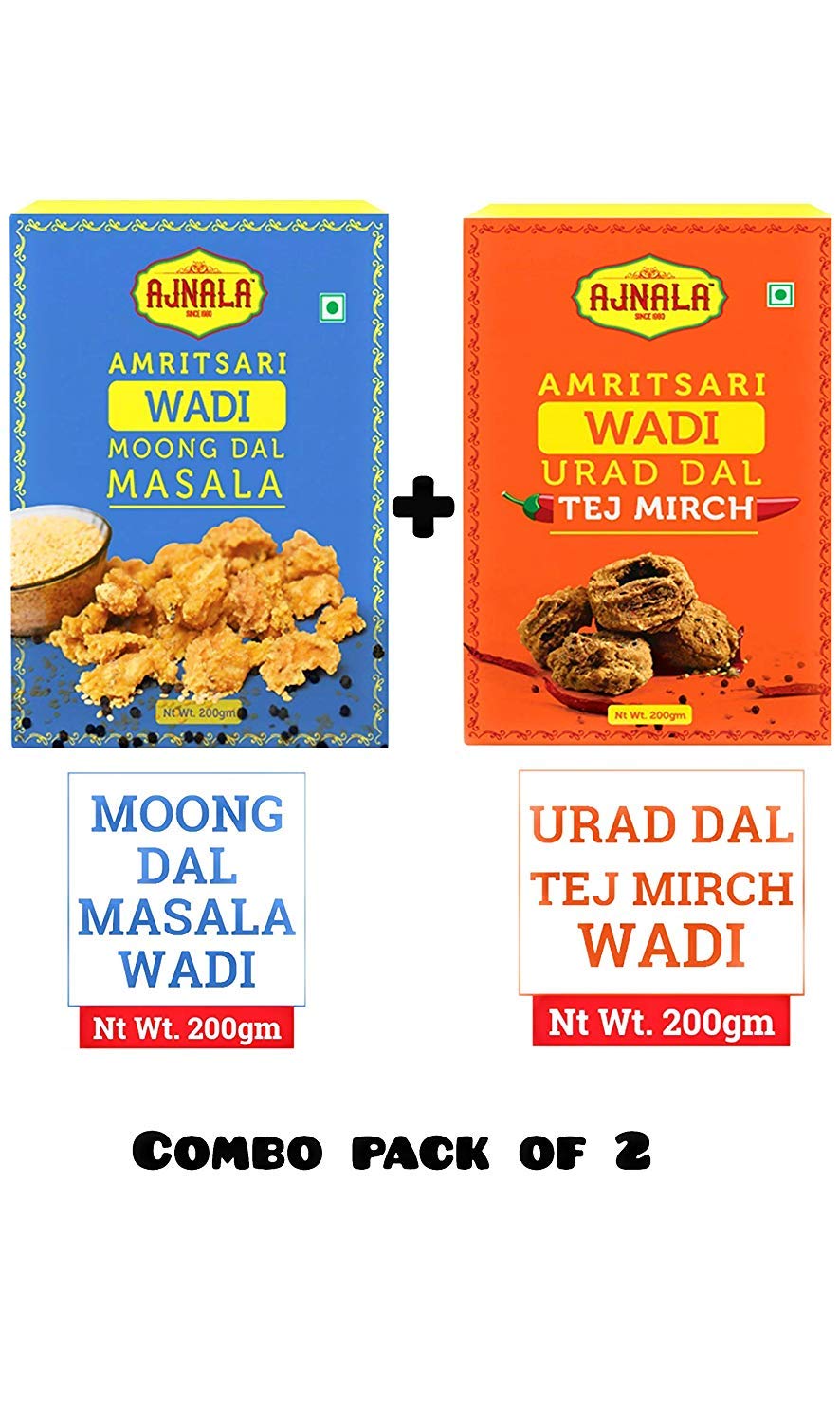Ajnala Combo Pack of 2 (Ajnala Amritsari Moong Dal Masala Wadi (200 g) with Amritsari Urad Dal Tez Mirch Wadi, 200 GMS ) (B084SDXD96) Amazon Price History, Amazon Price Tracker