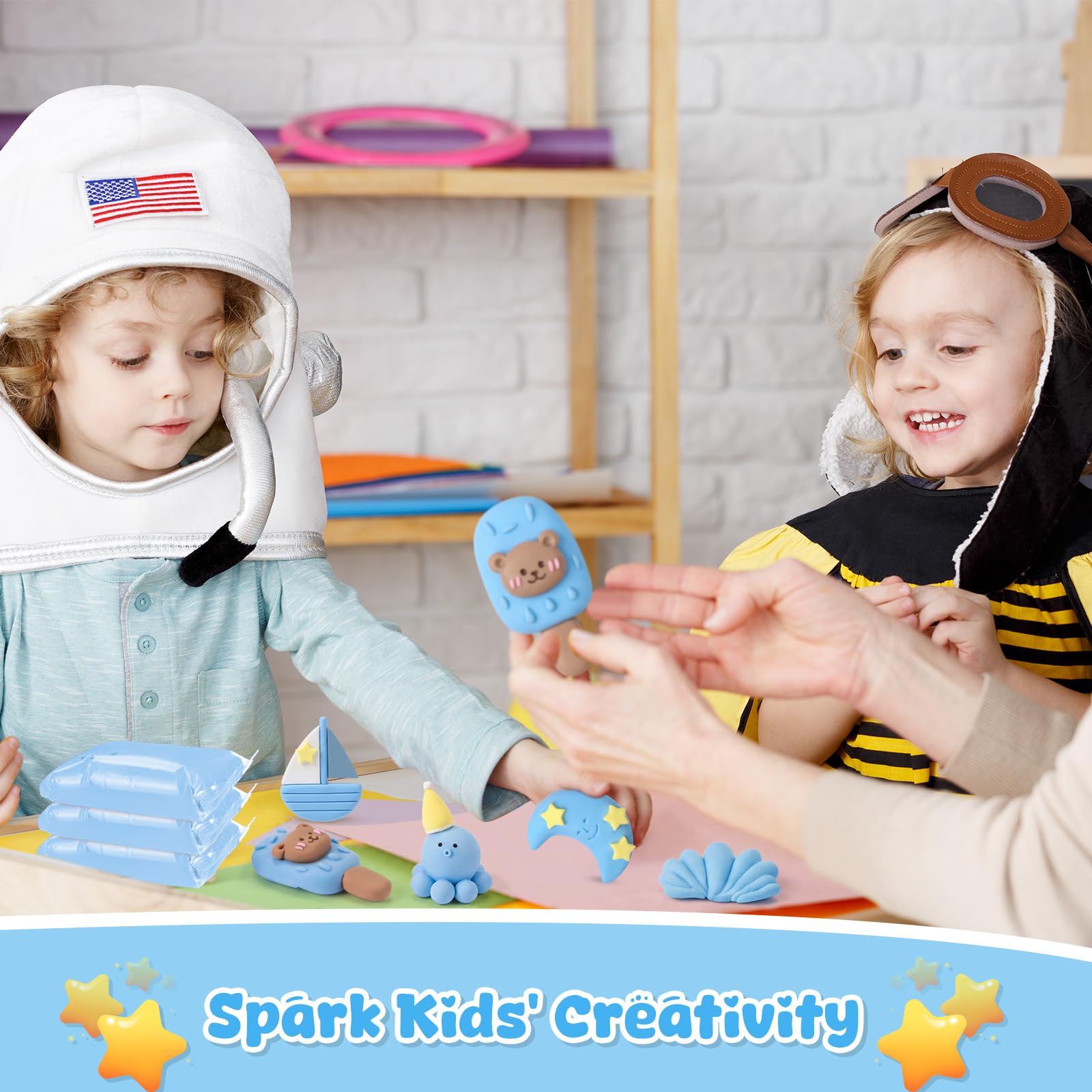 VioraWhite 72 pezzi di argilla da 1,077 g, asciugatura all'aria, ultra leggera, per bambini e adulti, regali fai da te, feste, artigianato e progetti scolastici (celeste)