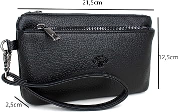 LEATHER,SE club 1993 MEN'S BRACELET BELT THIN PORTFOLIO HANDBAG (BLACK)