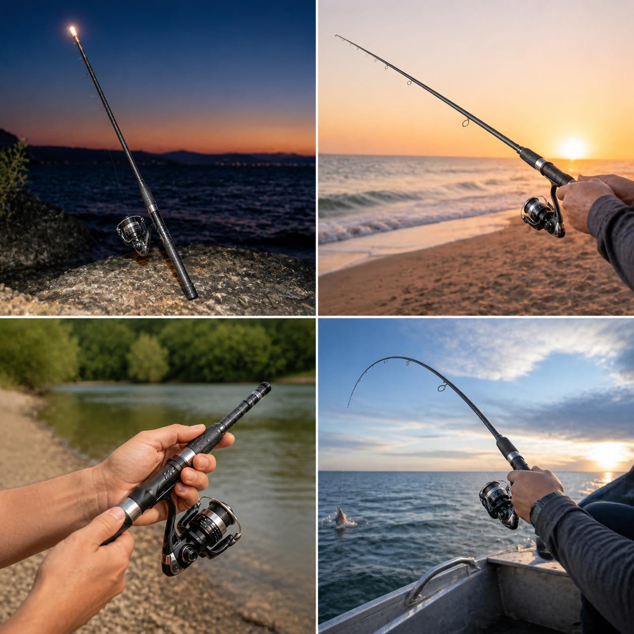 Canna da Pesca Telescopica da | Fibra di carbonio, plastica, gomma, punta luminosa, azione super rigida, metallo, per pescatori, per lago