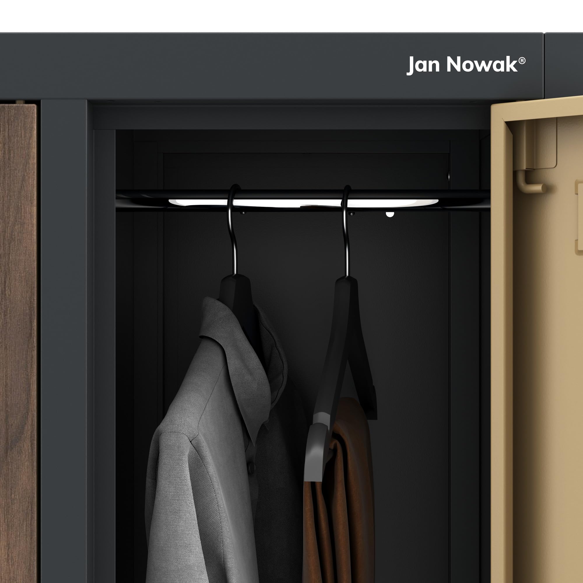 Jan Nowak Casier vestiaire 5B2A Armoire Metallique 10 Compartiments revêtement en Poudre 172 cm x 136 cm x 45 cm (Anthracite/Imitation Bois)