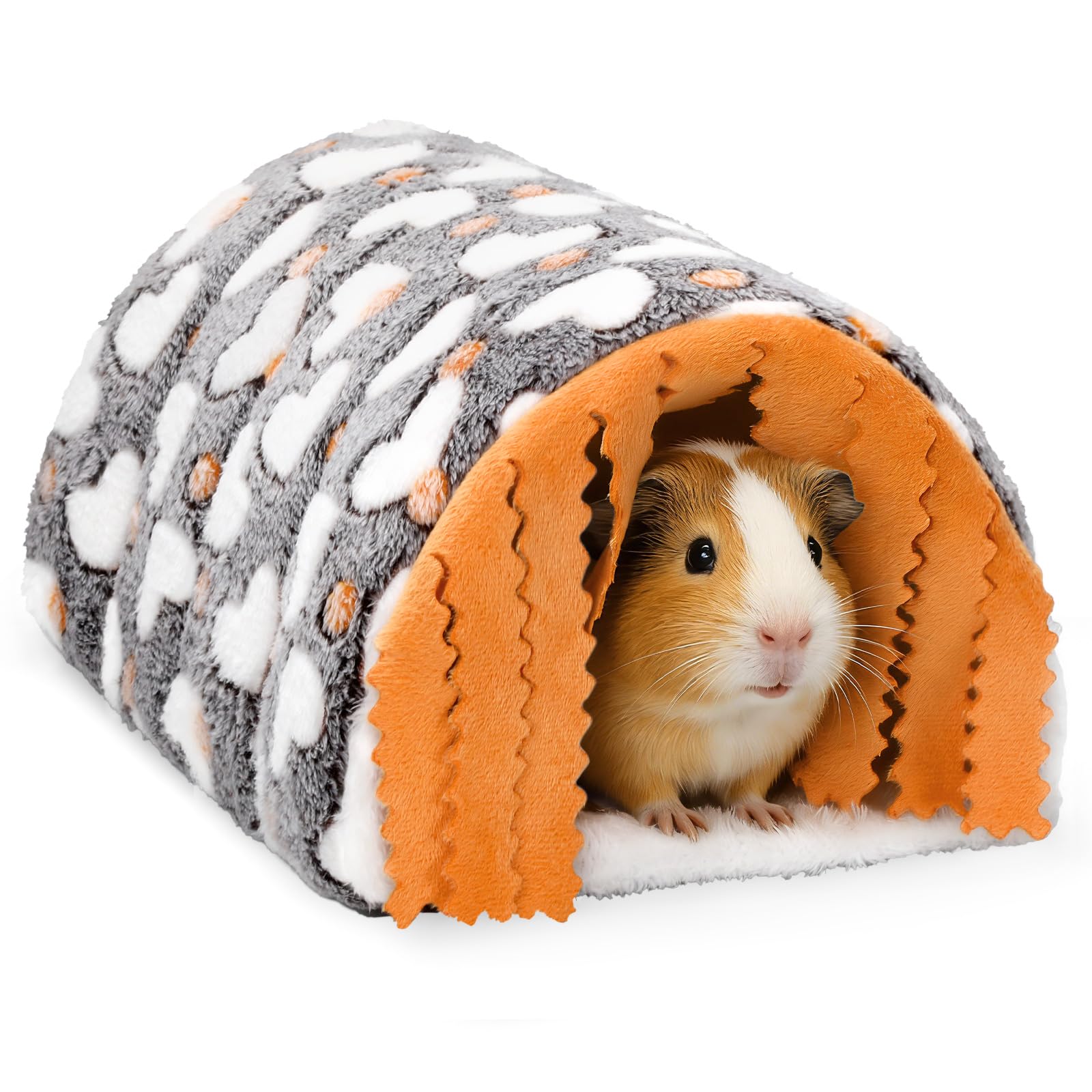 UPINS Guinea Pig Tunnel with Curtains,Guinea Pig Tunnel Hamster Hideout Accessories for Small Pet Cozy Fleece Hideout Bed for Rabbits, Hamsters Small Animals