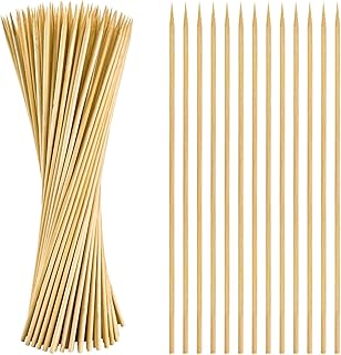 200PCS Natural Bamboo Skewers, Φ=4mm - 12 Inch Wooden Skewers for BBQ, Appetizers, Fruit, Cocktail, Grilling, Kabob, Chocolate Fountain - Thick Skewer Sticks for Party, Kitchen, Craft, Bouquet