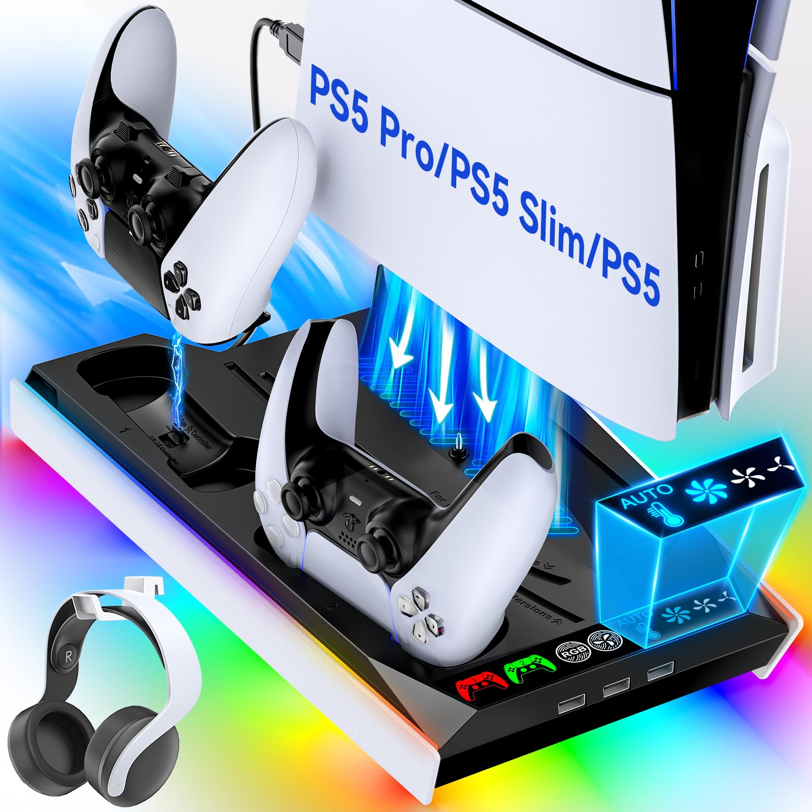 Amazon.com: Tokluck PS5/Slim/Pro Cooling Station with Auto