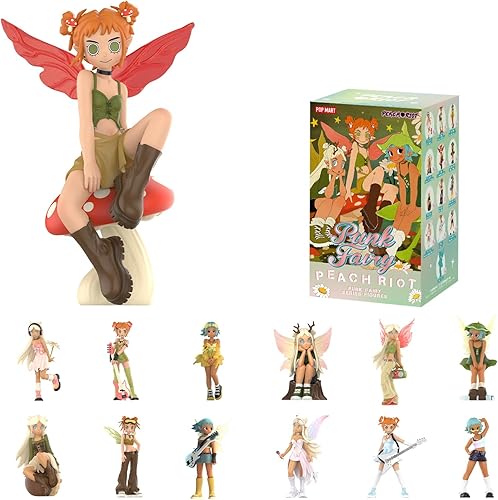 POP MART Peach Riot Punk Fairy Series Figuras, figuras de caja ciega de Peach Riot, figuras de acción de diseño aleatorio, juguetes coleccionables,