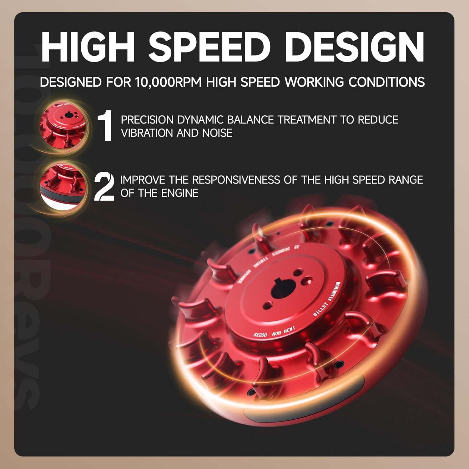 Speedway Billet Aluminum Flywheel For Predator 196cc, 212cc NonHemi Cast,For Honda GX160 GX200,Advance timing of approximately 32 Degrees Red Minibike Performance Parts