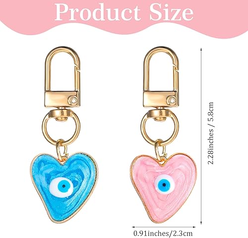 Miniatura 2 de 2 llaveros contra el mal de ojo para mujer, llavero de automóvil con corazón para el sudor, bonito dije contra el mal de ojo, bolso, bolso, regalo