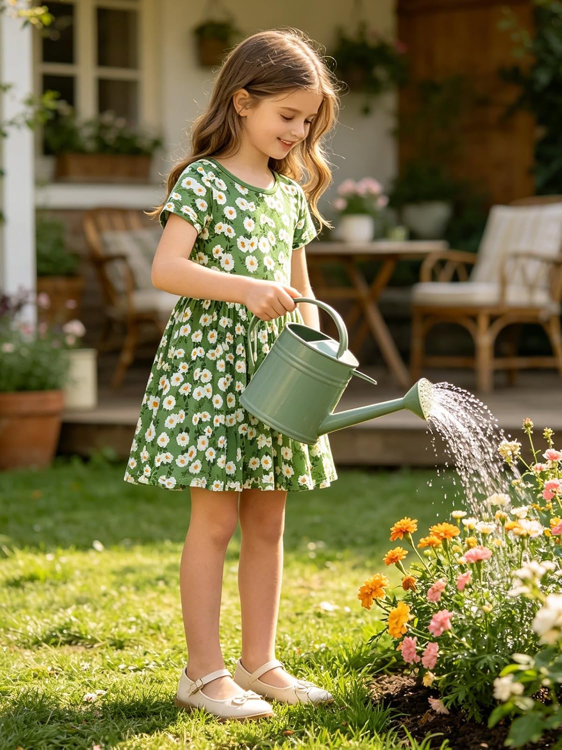 Girls Short Sleeve Summer Skater Twirl T-Shirt Dresses 3-10Y image 4