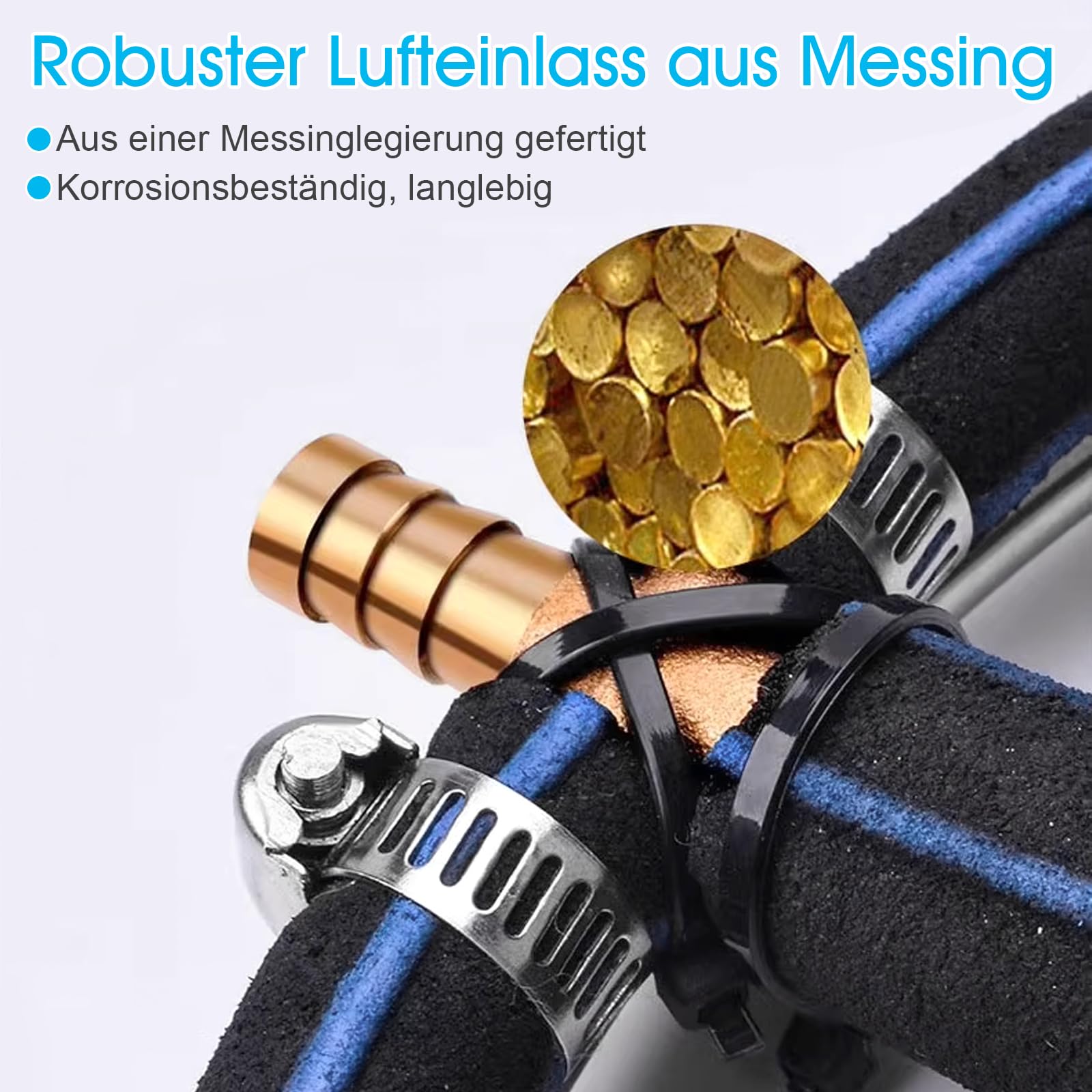 Japan Belüfterring Koi Teich Belüftung Sauerstoff, Ø35cm Edelstahl Teichbelüfter mit Luftschlauch, Japanischer Ausströmer für Koiteich, Sauerstoffanreicherung im Gartenteich (3 Schlaufen)