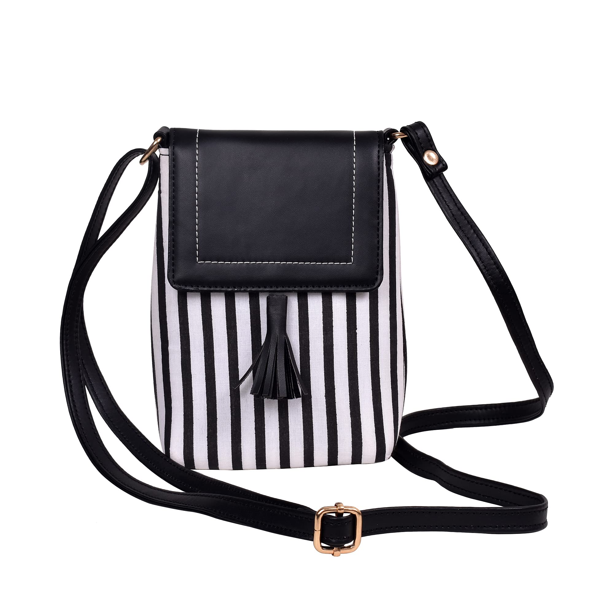STYLE BITE Womens Neck Pouch Small Cross-Body Mobile Sling Bag Stylish Sling Bag Mini Shoulder Bags with Adjustable Strap for Girls | Gift Items For Diwali Festival (Black And White) (B09NRXS87C) Amazon Price History, Amazon Price Tracker