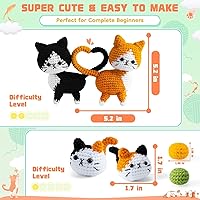 Vista 5 de Auspicious beginning Kit de ganchillo para principiantes, kits de ganchillo de 4 piezas, kits de animales de ganchillo familiares con tutoriales