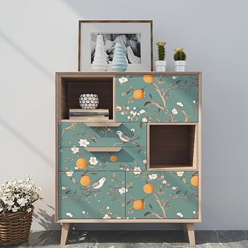 Miniatura 10 de Papel de contacto floral de 17.5 x 393 pulgadas, papel tapiz floral vintage para despegar y pegar, autoadhesivo, extraíble, impermeable, cubierta de