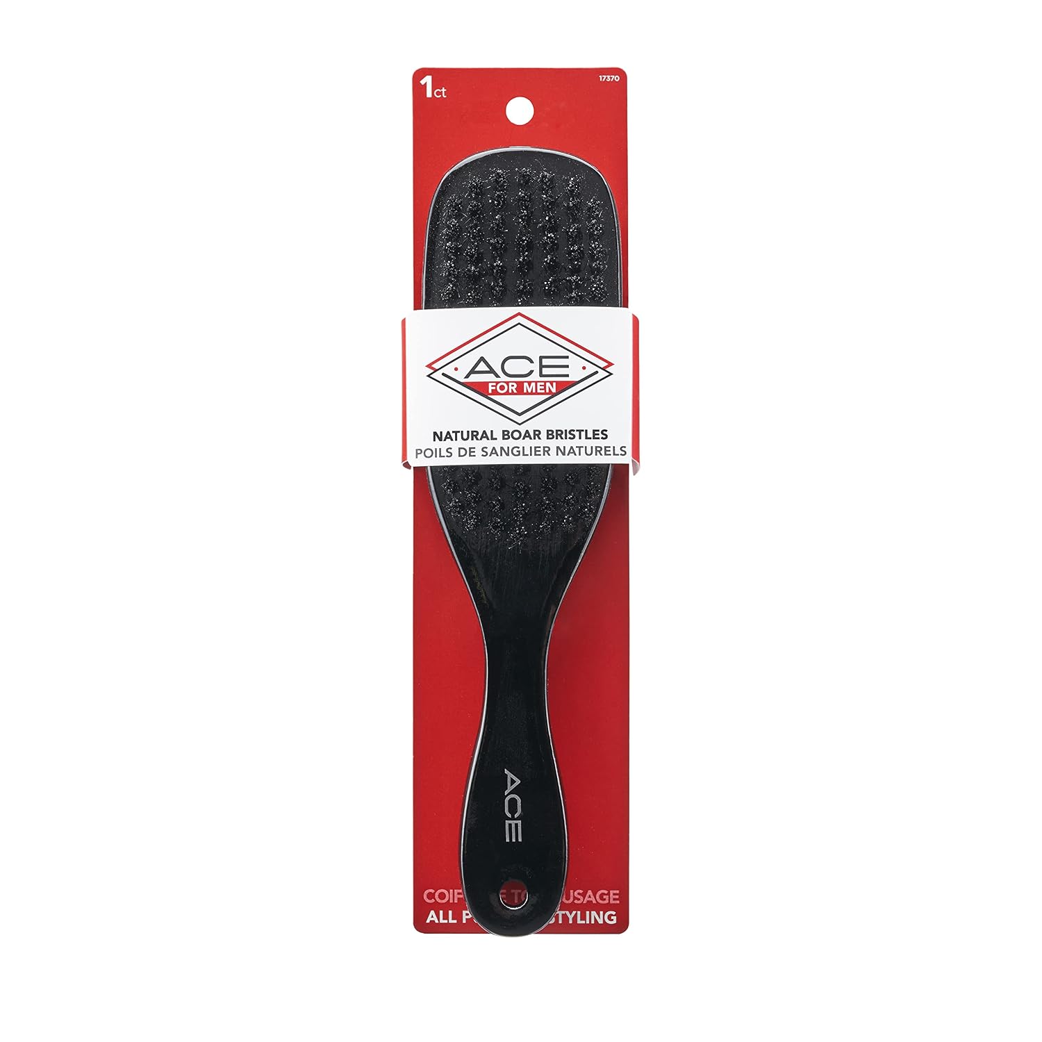 GOODY Ace Wood Boar Styler Brush,Black 1CT