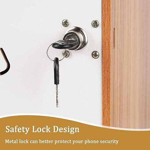 Miniatura 6 de Soporte para teléfono celular, tabla de bolsillo para aula, armario de almacenamiento de madera para teléfono celular con cerradura, 36 ranuras,