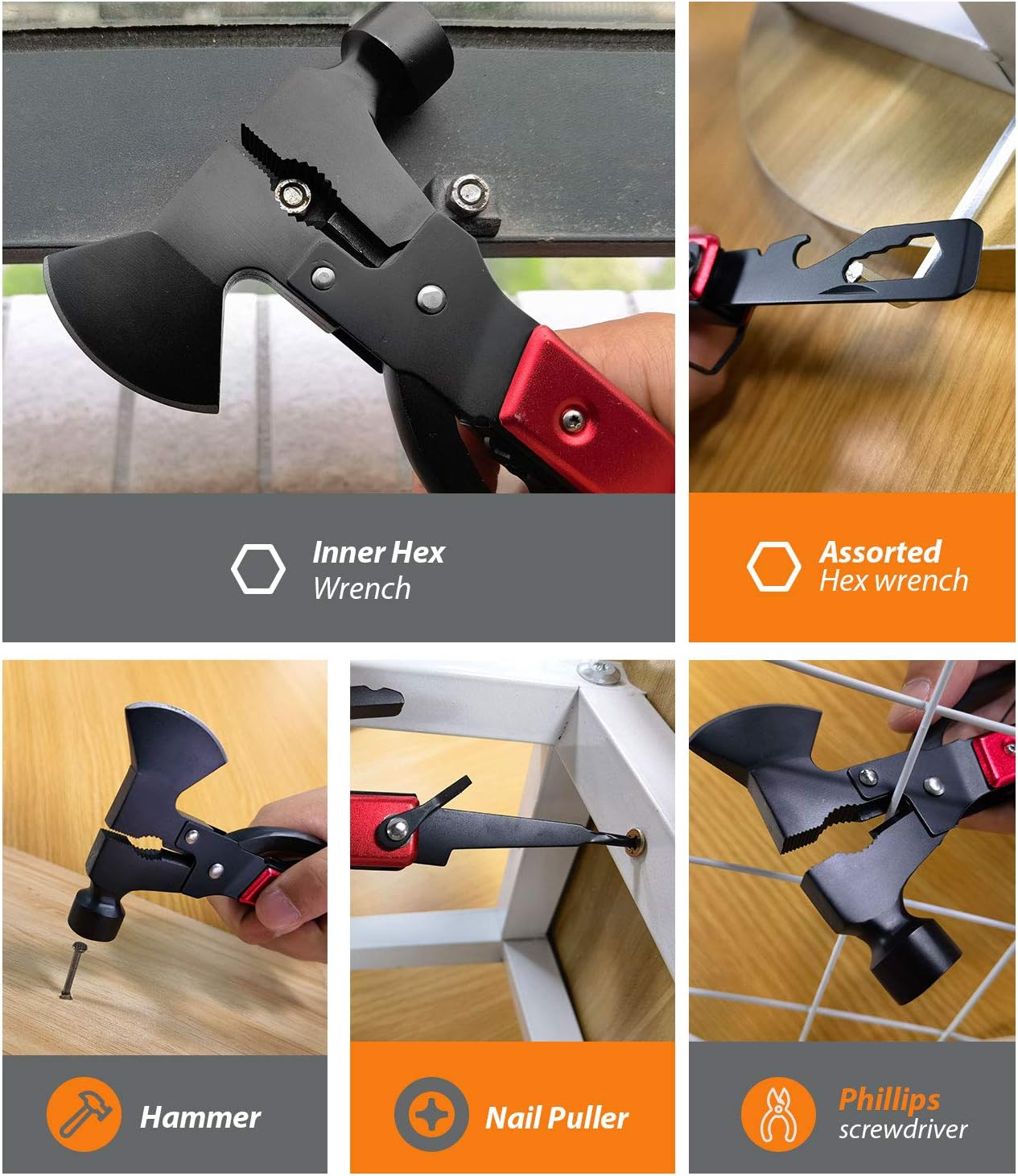 Splitting Axe Hiking Multi Tool For Men, Can Opener Camping Survival Accessories, Outdoor Gear Hammer Hatchet 14 In 1 Mulitool,Cool Guy Gifts 7 Splitting Axe Hiking Multi Tool For Men, Can Opener Camping Survival Accessories, Outdoor Gear Hammer Hatchet 14 In 1 Mulitool,Cool Guy Gifts