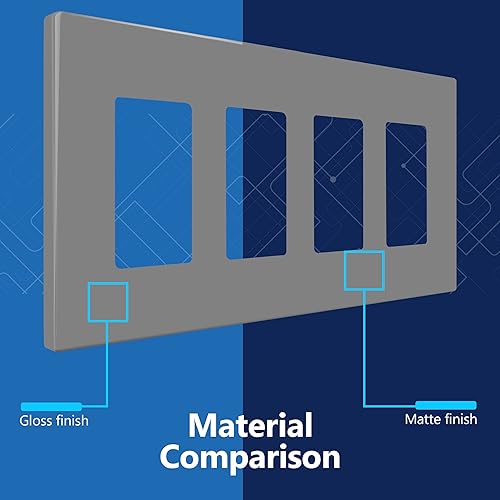 Miniatura 345 de LIDER - Cubierta decorativa de interruptor doble con acabado mate, placa de pared sin tornillos, tamaño mediano, 2 bandas, 4.88 x 4.92 pulgadas