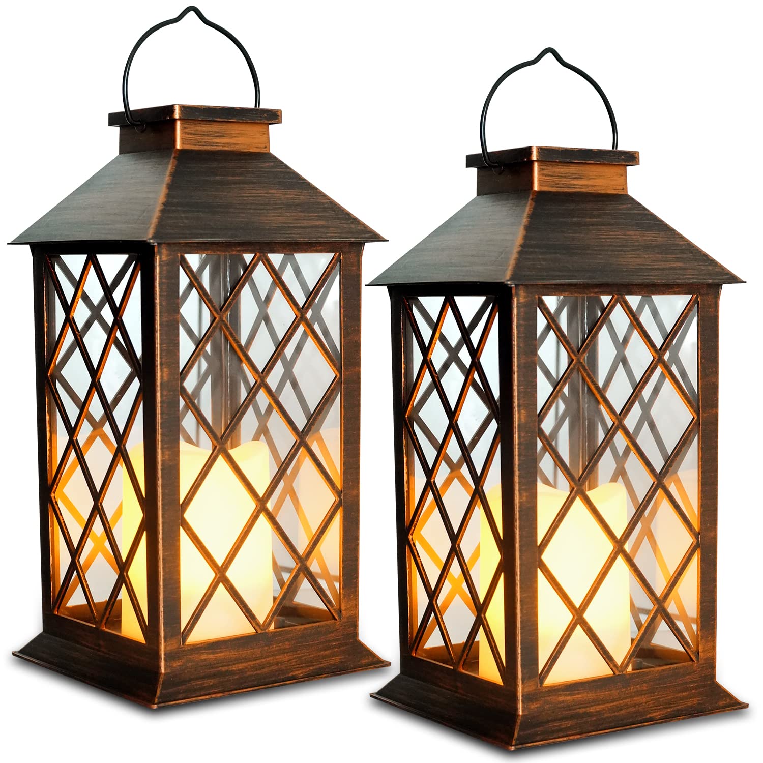 Buy SHYMERY Solar Lanterns,Hanging Outdoor Lantern with LED Flickering Flameless Candles