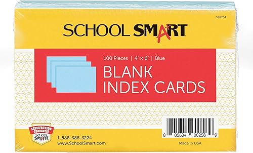 School Smart Tarjetas de índice de peso pesado de 4 x 6 pulgadas, paquete de 100 unidades, color azul
