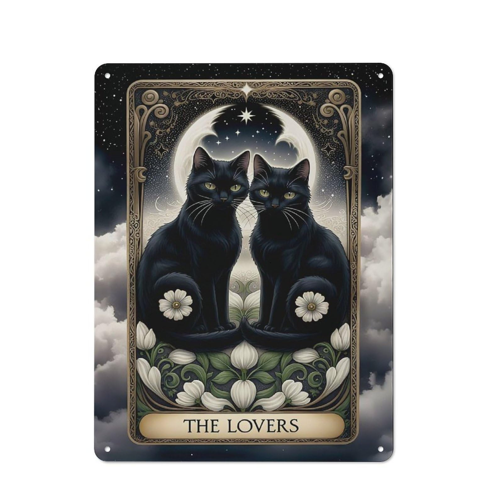 Junmoney Style-21 Vintage Metal Plaque 40X30cm Featuring The Lovers Tarot Card For Hallway Wall, For Wall Display Collectors