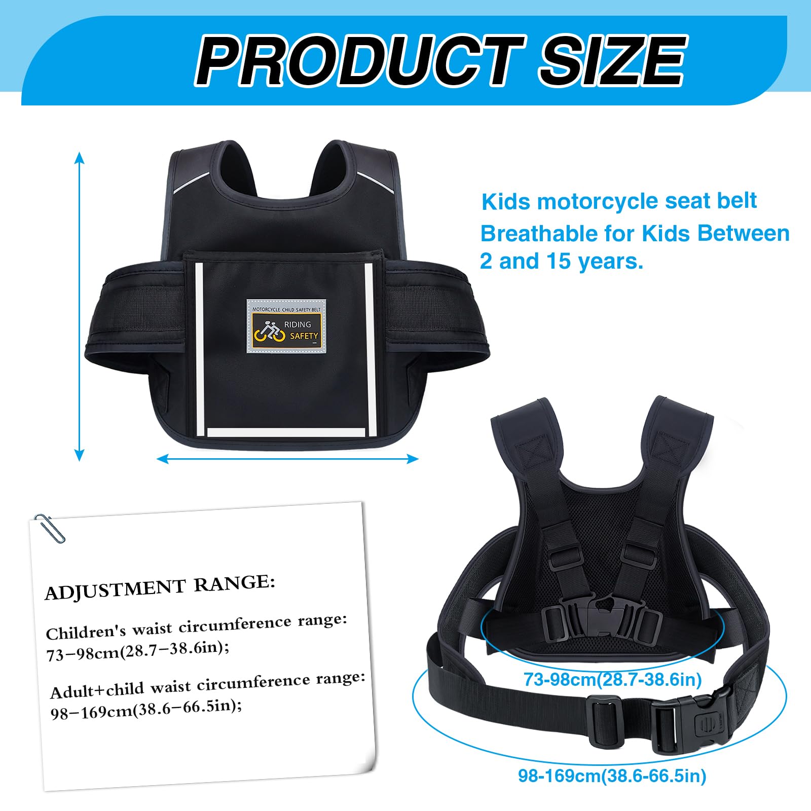 Cintura di Sicurezza per Moto Bambini Regolabile