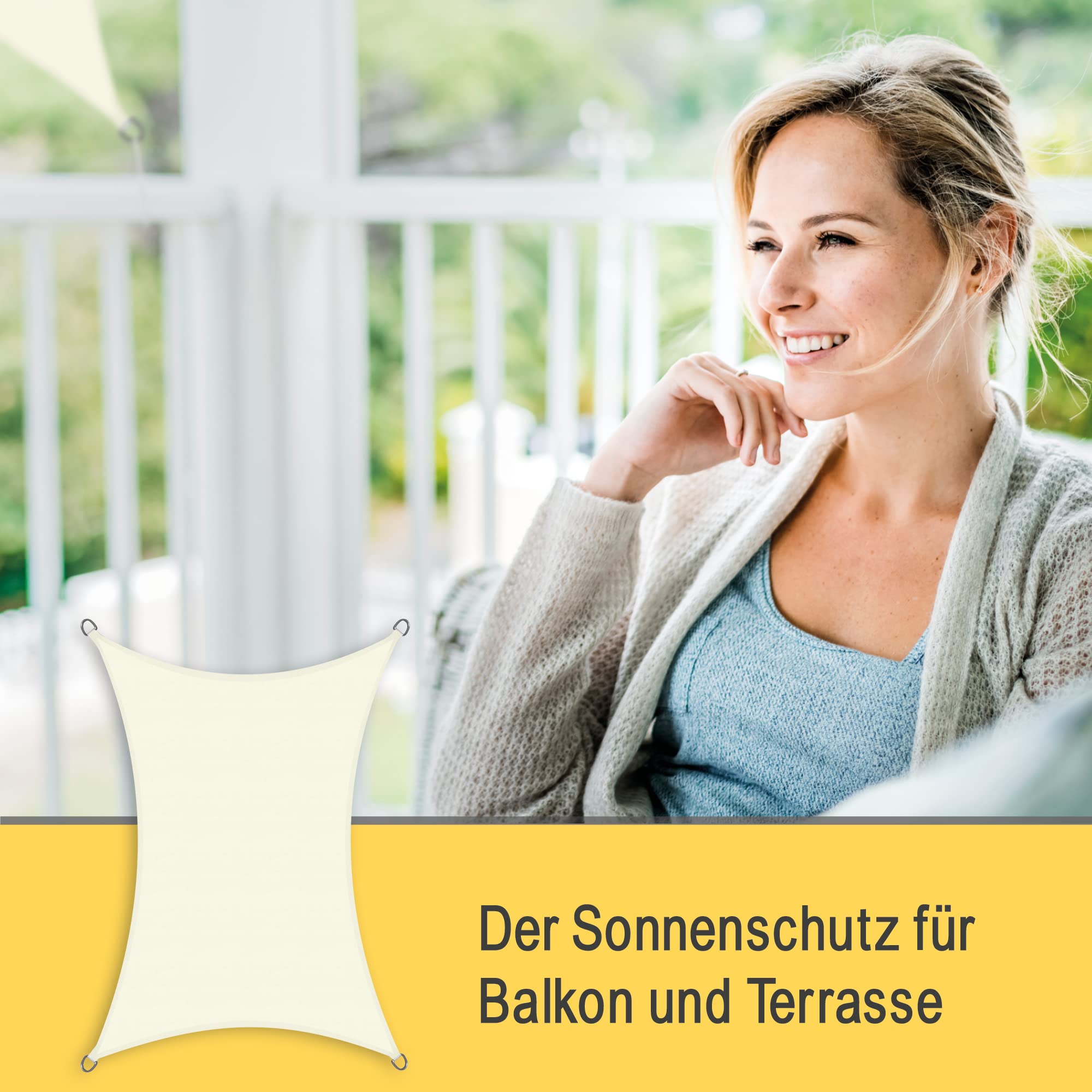 Sol Royal Sonnensegel rechteckig Wasserdicht 3x4m Terrasse – Sonnensegel Balkon Segeltuch UV Sonnenschutz Garten Pool Camping Sonnenschutz Segel Creme – PS9