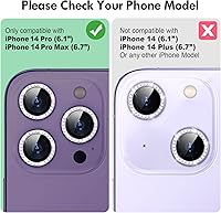 Vista 2 de Xfilm Protector de lente de cámara para iPhone 14 Pro/iPhone 14 Pro Max, dureza 9H, protector de anillo de diamante individual de metal a prueba