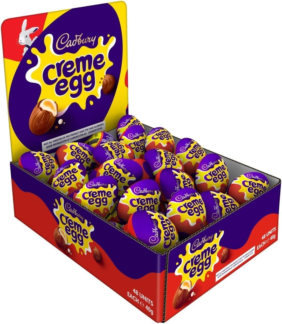 Creme Eggs Pack of 48 x 40g - Perfect For Easter Hunt, Eggs, Bulk Full Box - Office, School Treat