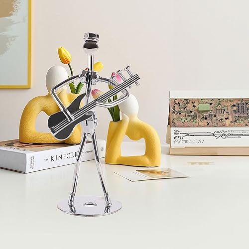 Miniatura 4 de Pequeña escultura de hierro, músico de metal, decoración de figuras de arte, regalo de estatua de hombre musical, exhibición para escritorio de