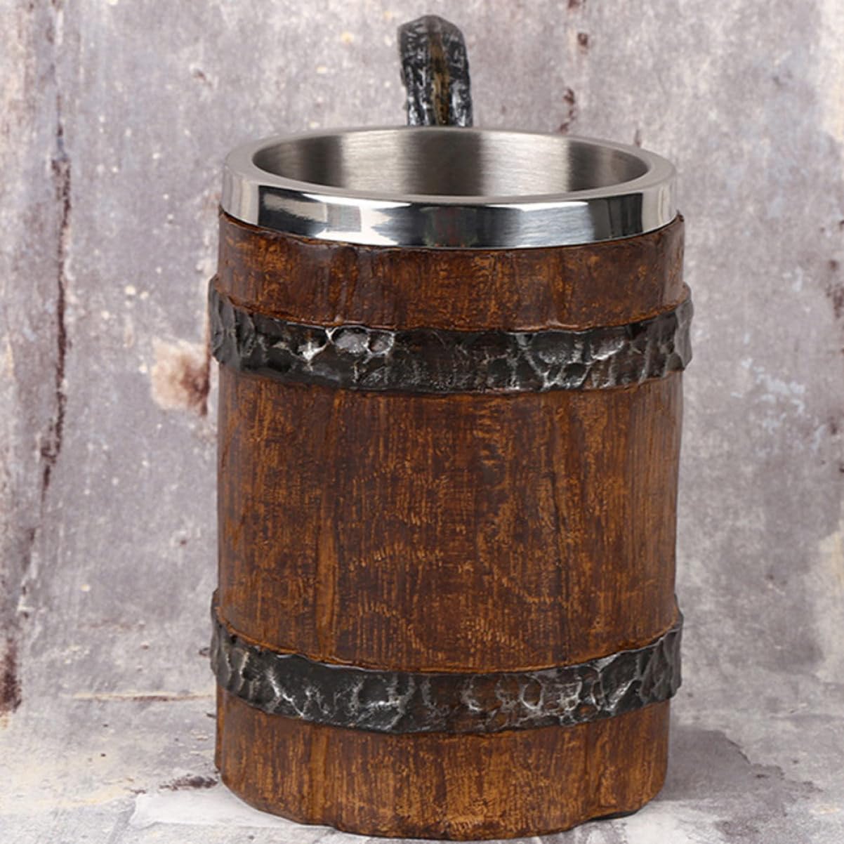 Ciieeo 2 Piezas Jarra De Cerveza De Barril De Madera Reutilizable Botella De Agua Hidro Vino Térmico Matraz Plegable Fabricante Taza De Cuerno Para Beber Acero Inoxidable Brown