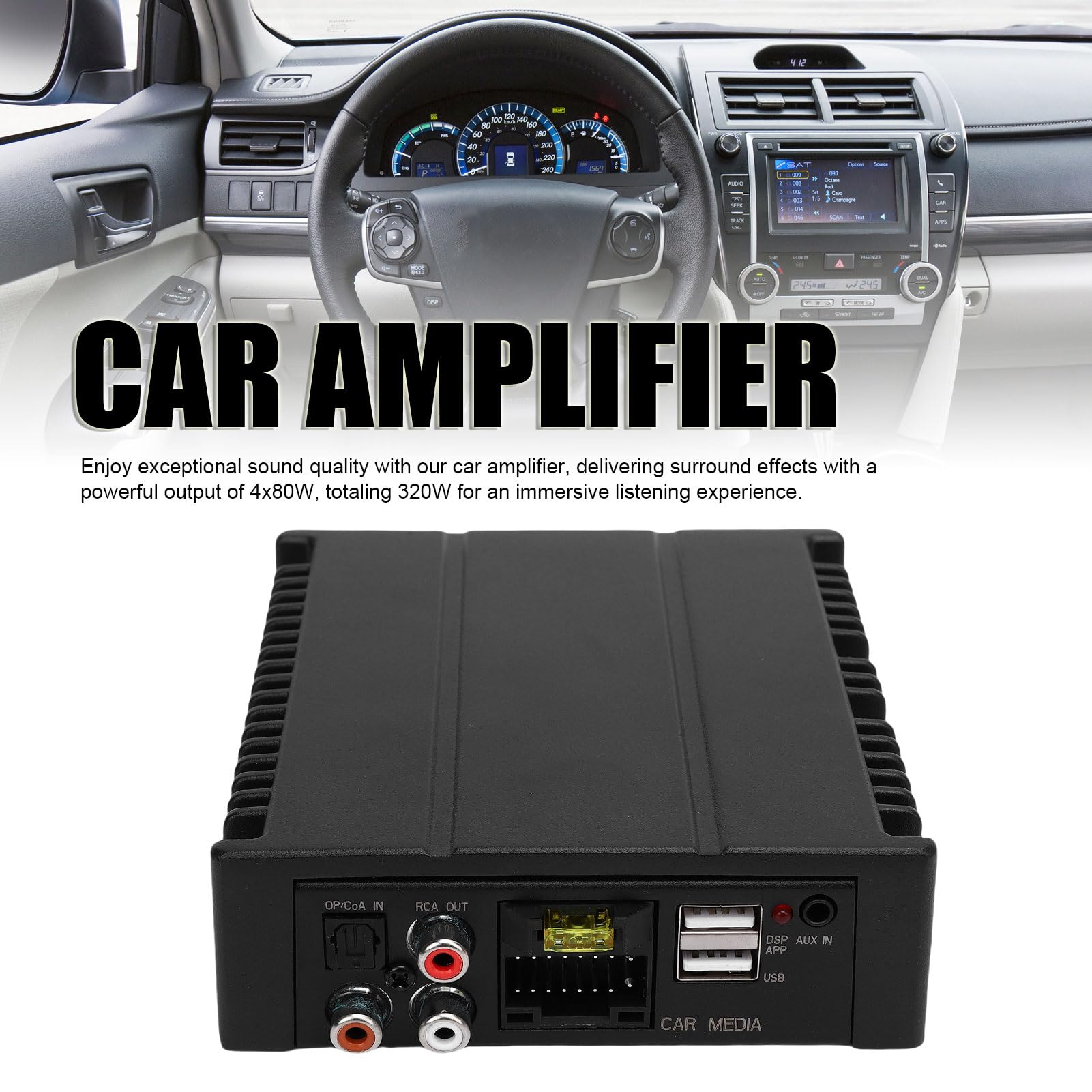 Shkalacar Amplificador de Potencia DSP para Coche 4x80W 320W